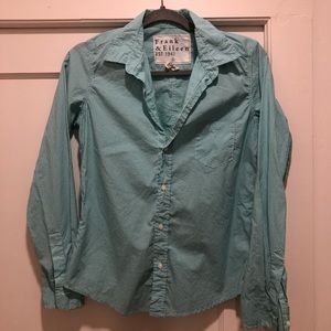 Frank & Eileen Small womens green checkered collared long sleeve shirt